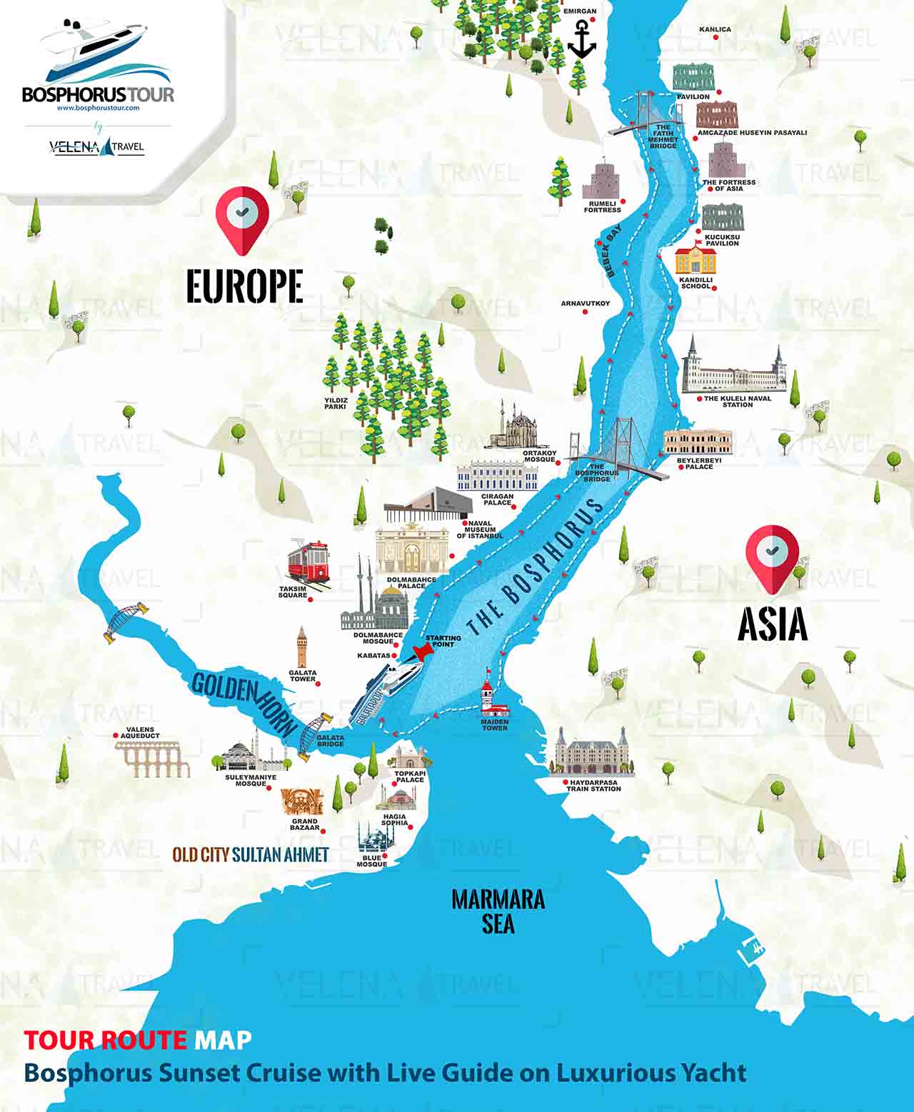 Bosphorus Sunset Cruise Map